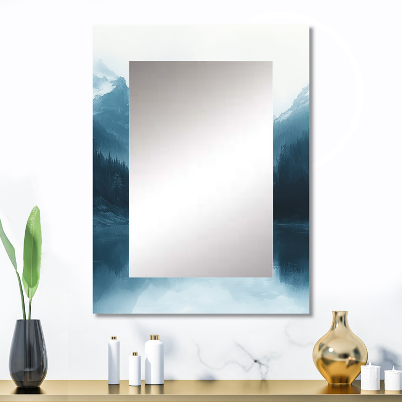 Winter Misty Peaks In The Morning I - Miroir mural décoratif montagnes, grand miroir traditionnel, impression sur métal