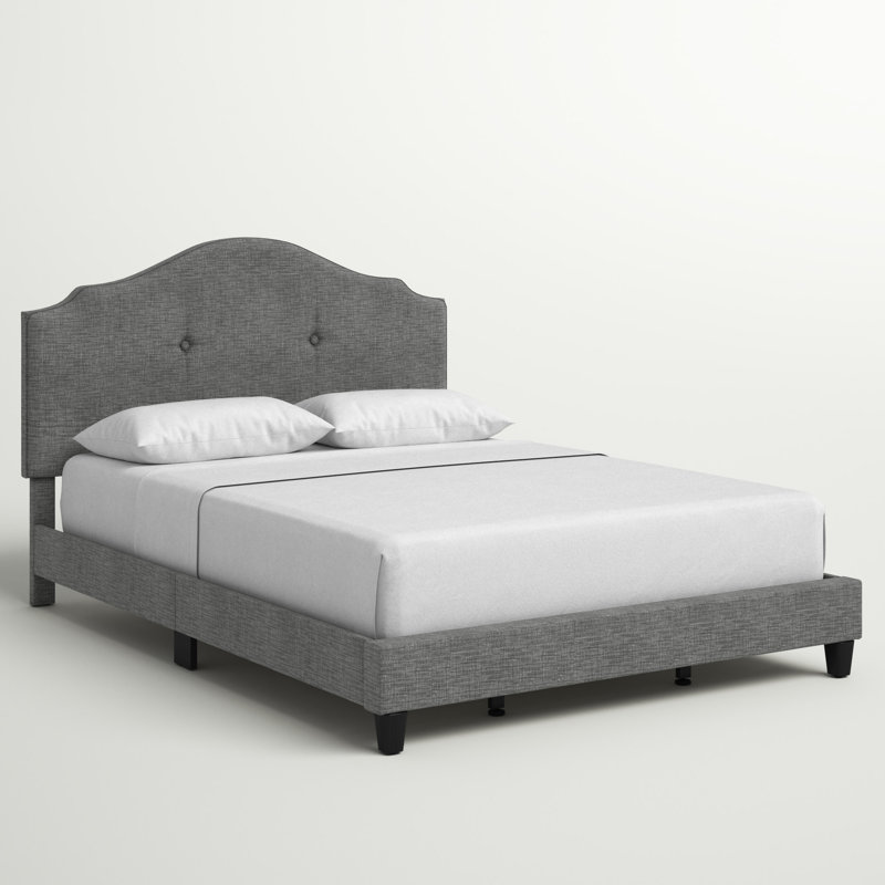 Upholstered Platform Bed, King, Slate