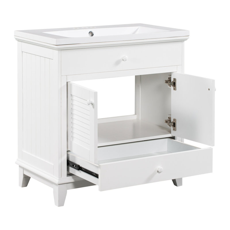 Meuble-lavabo 30 po avec lavabo, armoire de salle de bain avec 2 portes et 1 tiroir