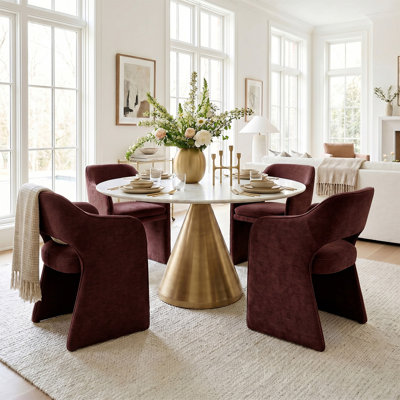 19" Seat Height Upholstered Chenille Dining Armchair