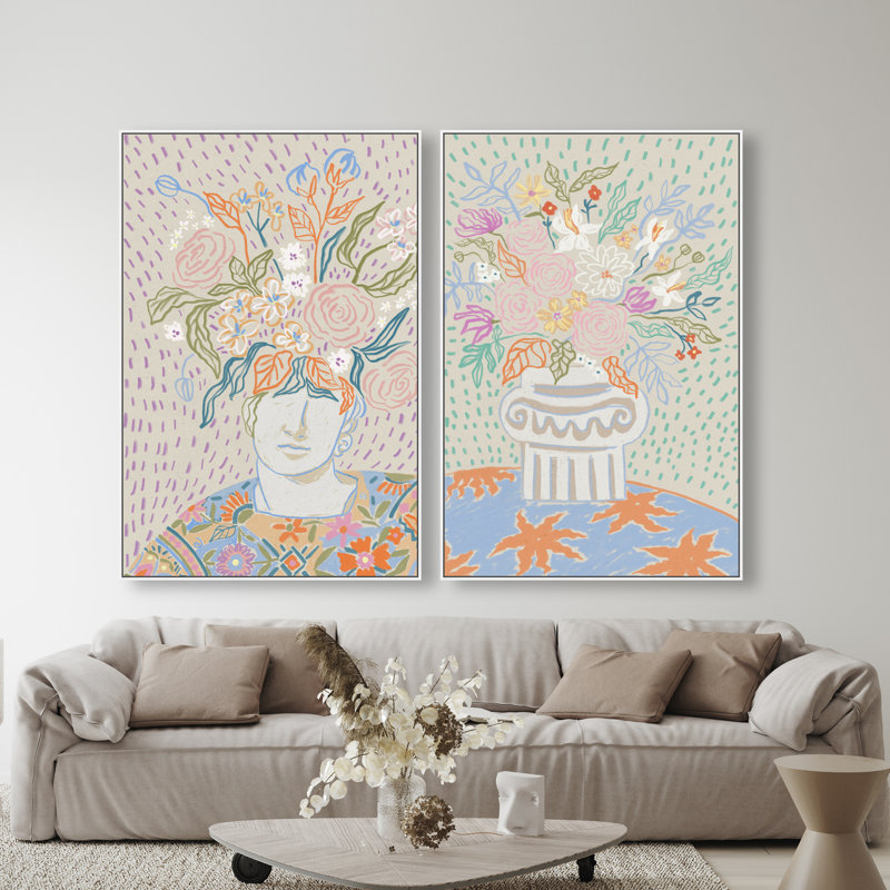 Summer Flourish Set Set by Oliver Gal, 74"H x 50"W, White Floater Frame