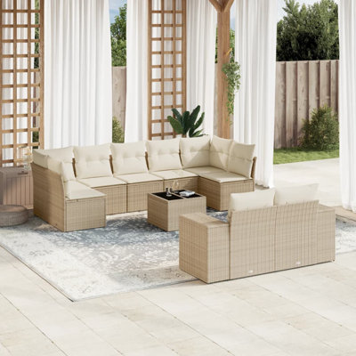 Ensemble de canapé de jardin en rotin poly 10 pièces Vidaxl