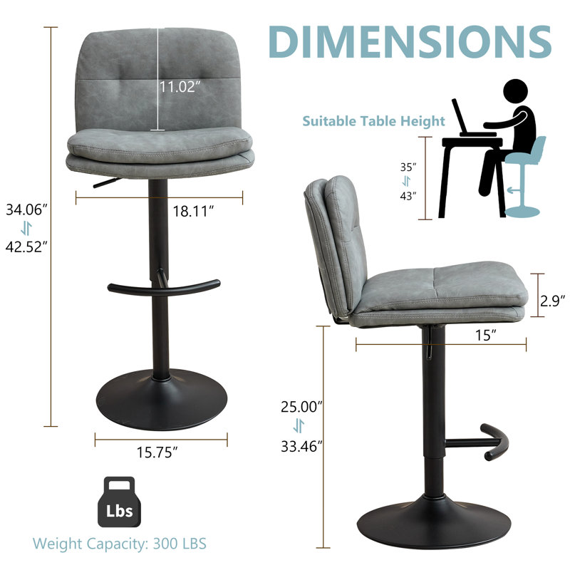 Tabourets de bar pivotants de style moderne, Gris, 3