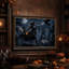 Femme gothique avec lanterne et corbeau au clair de lune, tableau sur toile pour l'Halloween-1466707796