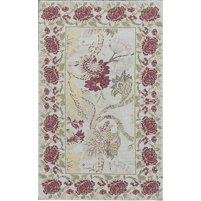 Tapis rouge et gris noué à la main de haute qualité