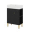 Ensemble de meuble-lavabo autoportant de 21,6 po, meuble-lavabo sur pied avec tablette de rangement à droite, pieds en métal-1366657750