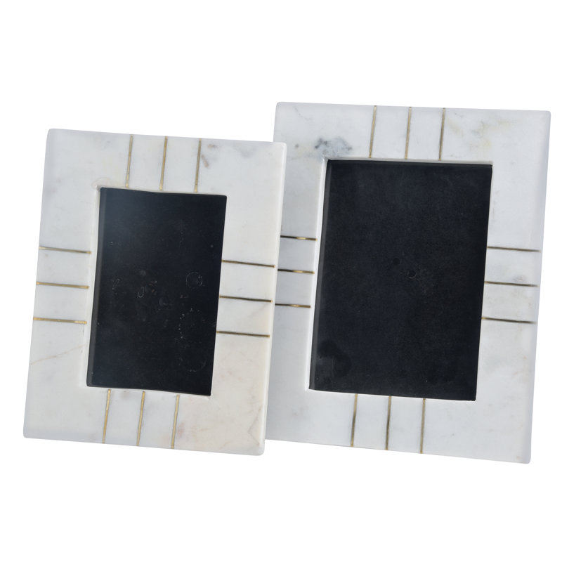 Classic White Marble 4x6 Tabletop and Wall Photo Frame