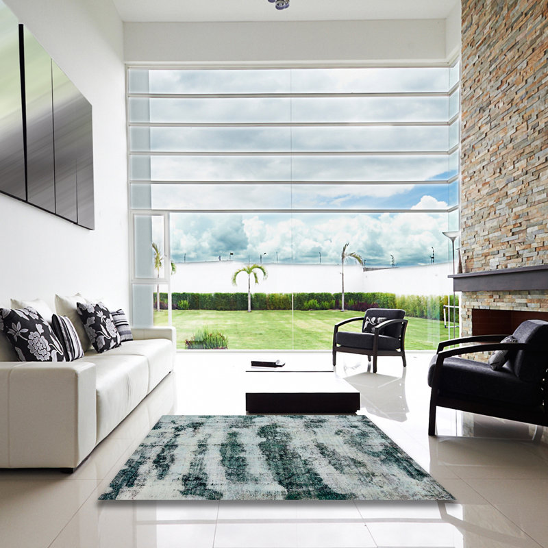 Tapis blanc en laine Power Loom, Carré 6 pi