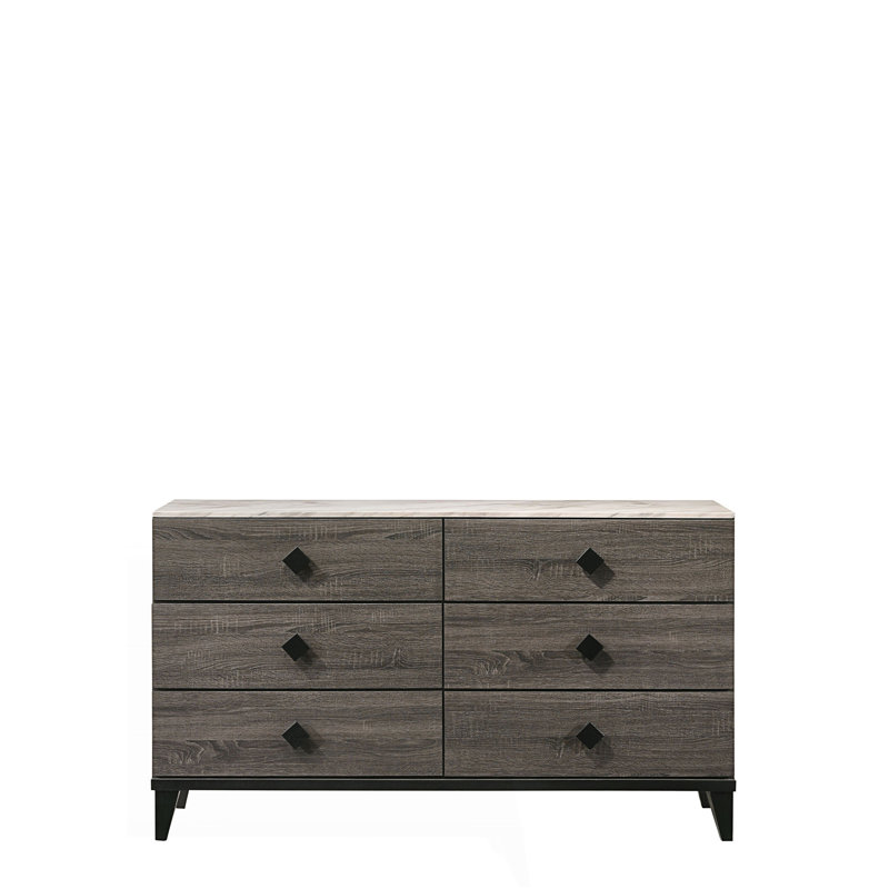 Commode 6 tiroirs en faux marbre