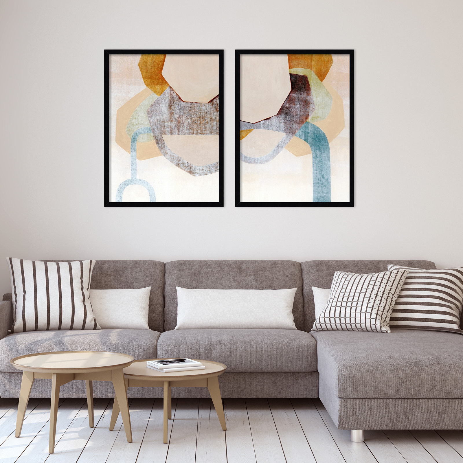 Desert Rockfalls 2-Piece Print Set, Black, 26" H x 42" W