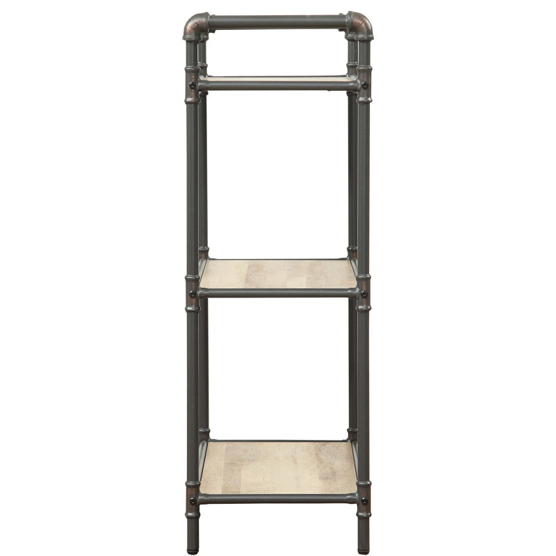 Bibliothèque en chêne antique et gris sable - Charme rustique et teinte industrielle