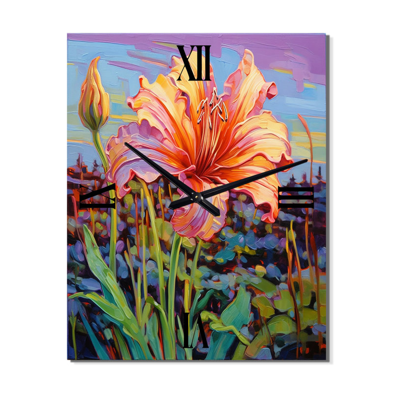 Horloge murale Glorious Pink Hibiscus By The Waterside II - Wildflowers, Grand