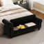 Banc de rangement de chambre à coucher en velours noir avec compartiments de chaise amovibles 64,5 po-1673780850