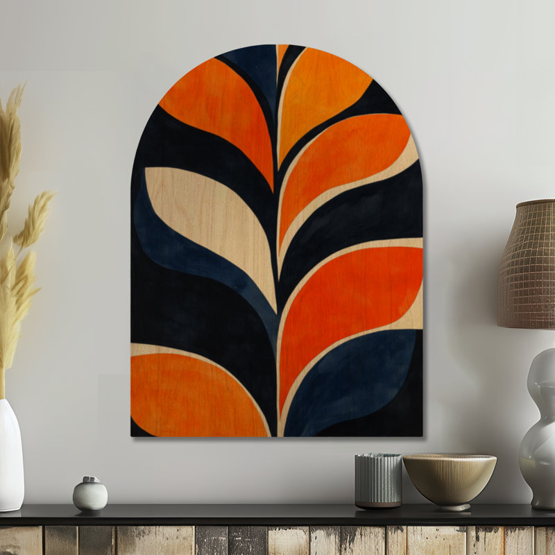 Motif de feuilles au coucher du soleil - Décoration murale en bois arqué à feuillage, H 40 po x l 30 po, Arche