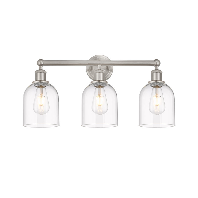 Abat-jour de salle de bain 3 lumières Edison Allysson, Nickel satiné brossé, Transparent