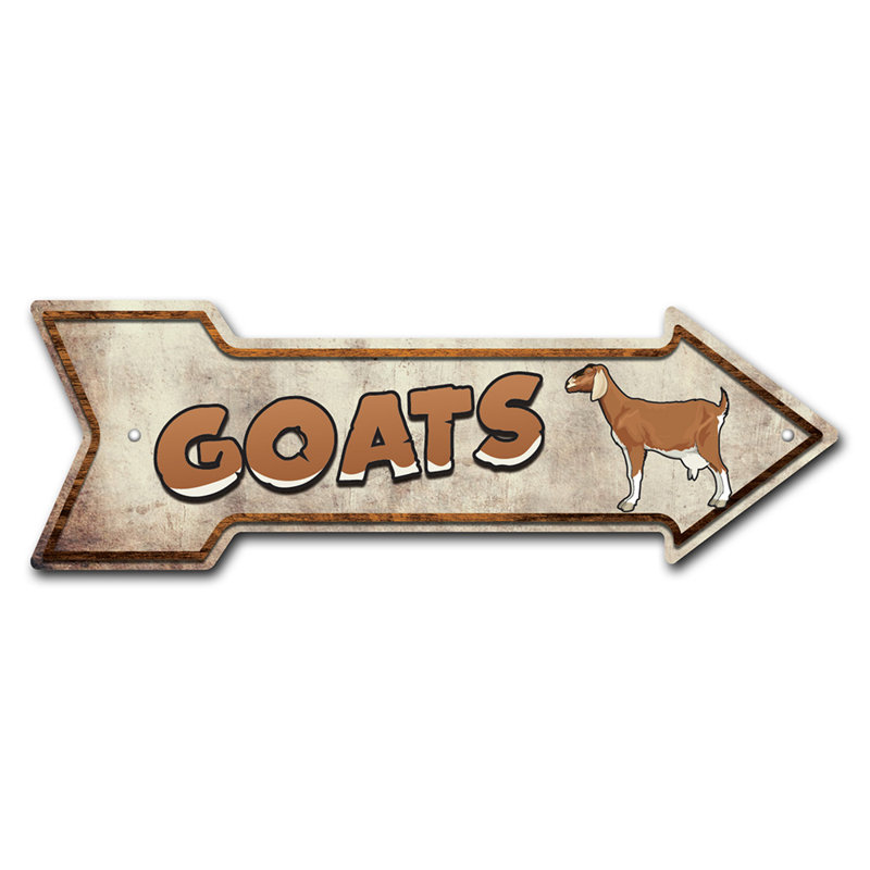 Goats Arrow Sign, 8" H x 24" W x 0.1" D