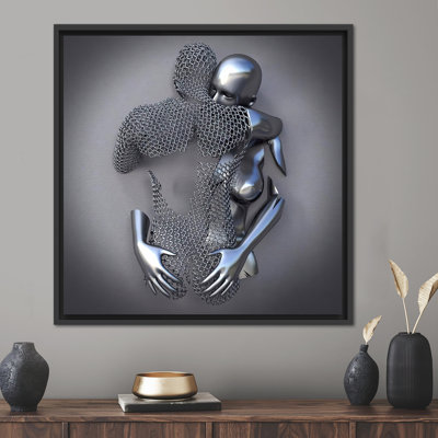 Hugging Couple, Lover Gift Canvas Art, 3d Metallic Artwork, Bedroom Canvas, Romantic Couple Canvas Art, Valentines Day Gift Canvas,