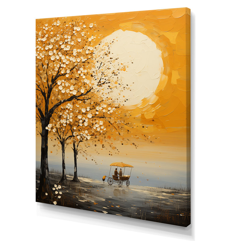 «Yellow Old Carriot Cart Melody» sur toile jaune, H 32 po x l 24 po x P 1 po, Toile tendue