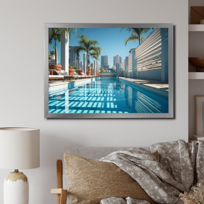 Turquoise Miami Skyscraper Shadows, reproduction d'art sur toile
