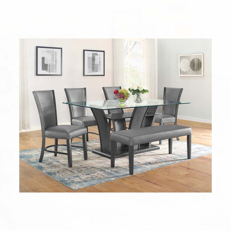 Chaise de salle à manger rembourrée, Gris