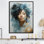 Cyan Smoke Woman Portrait, reproduction d'art sur toile