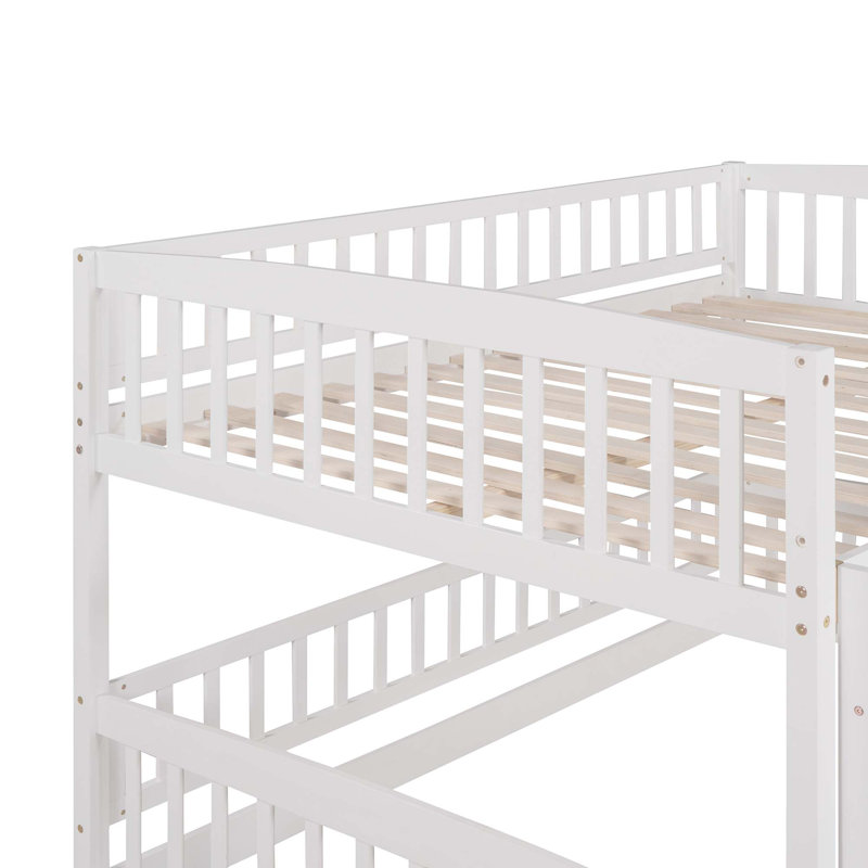 Standard Low Bunk Bed with Slide by Harriet Bee, Full over Full, White
