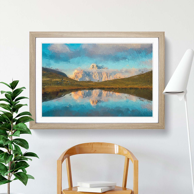 Lago delle Baste Mountain in Italy - Picture Frame Painting Print, 36cm H x 48cm W x 2cm D, Oak Framed