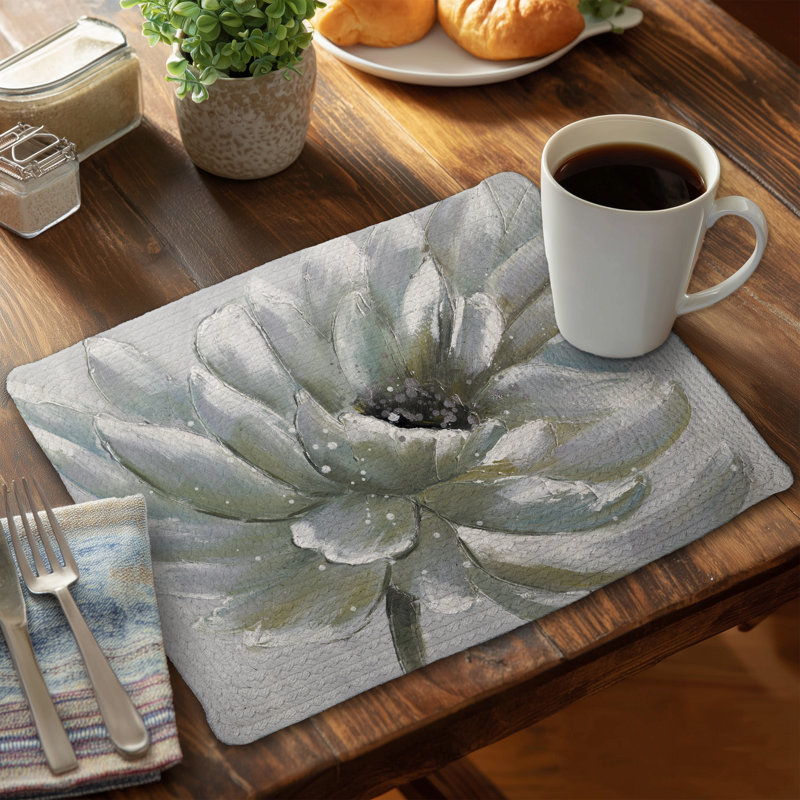 White Chrysanthemum Braided Placemat - Contemporary Bedroom Decor