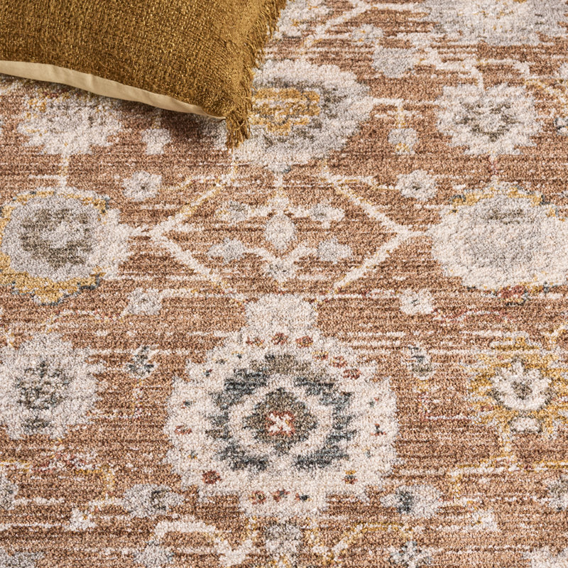 Vintage Rosewood 500 Performance Floral Indoor Rug, Rectangle 4' x 6'