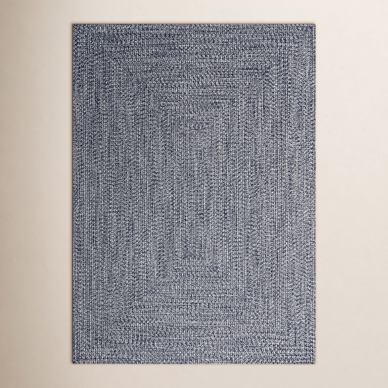 Amei Blue Hand-Braided Outdoor Rug, Oval 6' x 9'