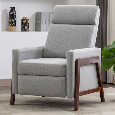 Ensemble de 2 fauteuils inclinables réglables modernes avec cadre en bois et coussin d'assise épais