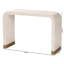 Console côtière avec mosaïque de coquillages Capiz, rangement polyvalent et silhouette en cascade élégante pour les intérieurs modernes.