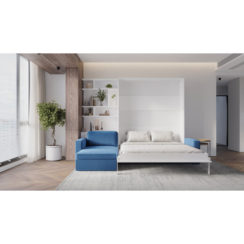 Neidelin Upholstered Bed, White/Navy