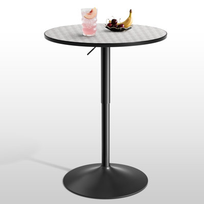 36" Round Bar Table, Height Adjustable Bistro Pub Table, Modern Cocktail Table with Pedestal Base