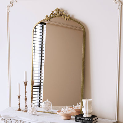 Miroir de plancher 44,09 po x 24,08 po, cadre en métal, antique, style classique pour le vestibule, brun rétro + bronze antique, plusieurs pièces