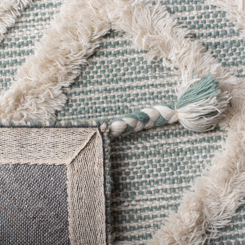 Alimatou Hand Tufted Wool Geometric Rug, Rectangle 5' X 8'
