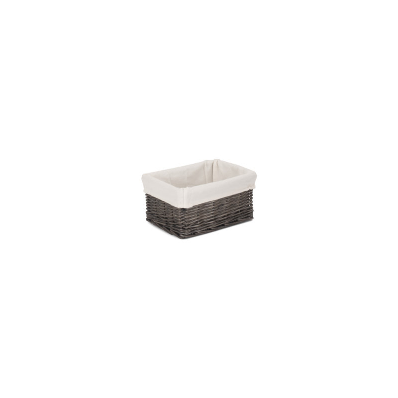 Wicker Lined Storage Tray Basket, 12cm H x 24cm W x 18cm D