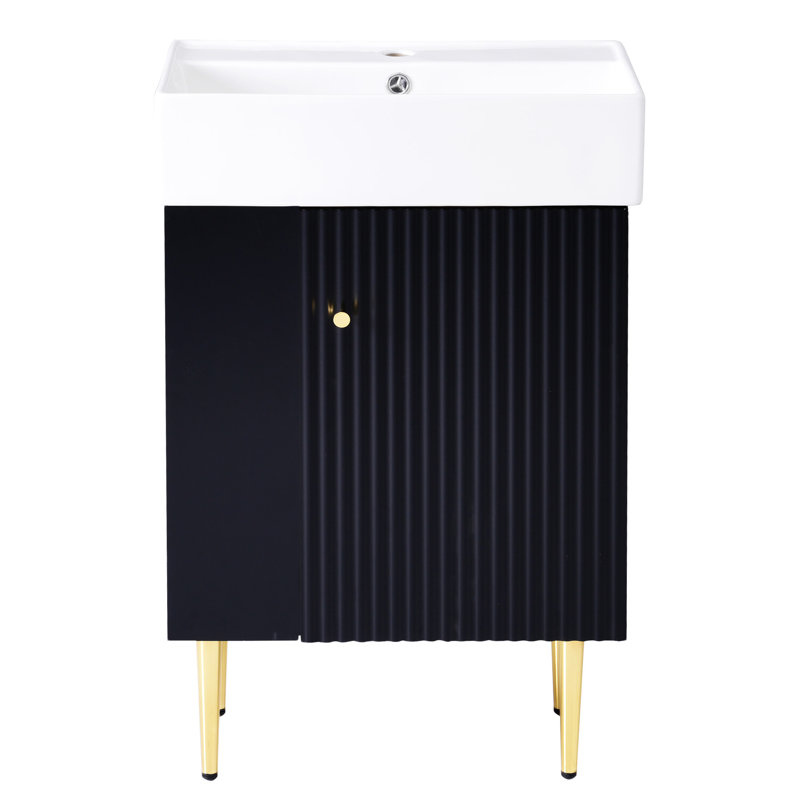 Meuble-lavabo de salle de bain 21,6 po, Noir, noir, noir, noir