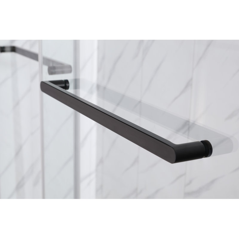 Matte Black Semi-Frameless Double Sliding Shower Door with Clear Tempered Glass