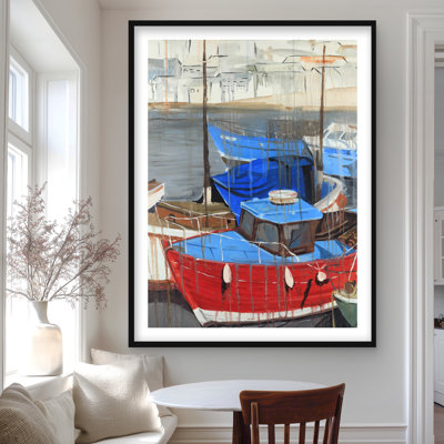 Rainy Day at the Dock - Reproduction matte encadrée pour la décoration intérieure