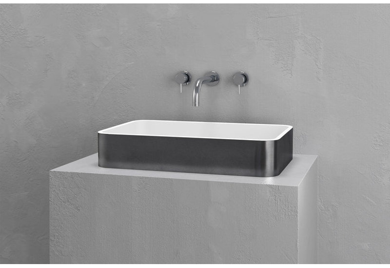 Vast Studio Rectangular Countertop Bathroom Sink, Silver/White