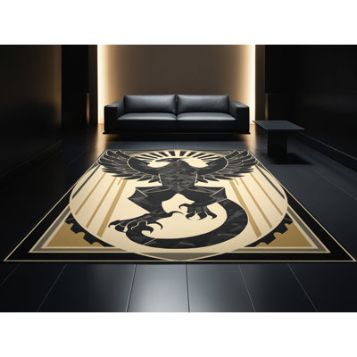 Tapis gris lavable à la machine à motif géométrique Art Deco Joyce Mlantore