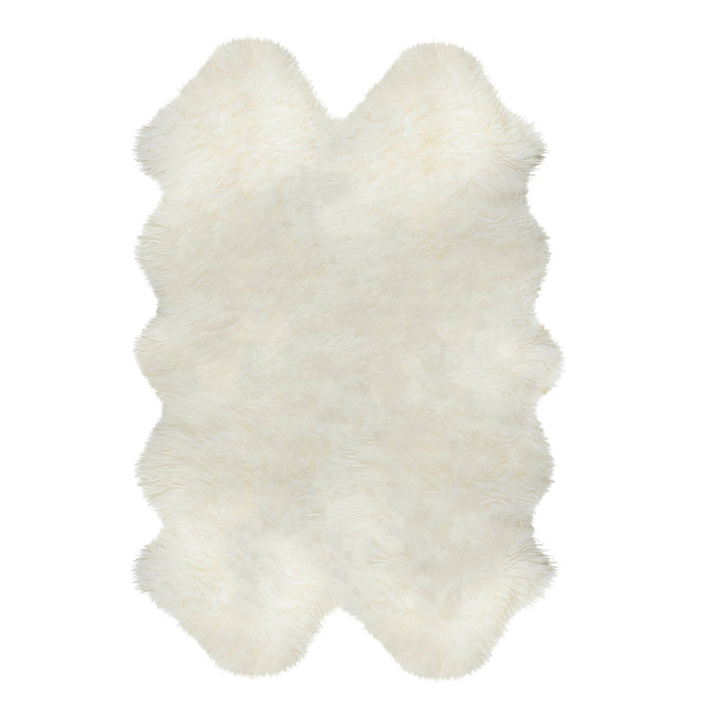  Novelty Colello Solid Color Handmade Sheepskin 4' x 6' Area Rug in Natural