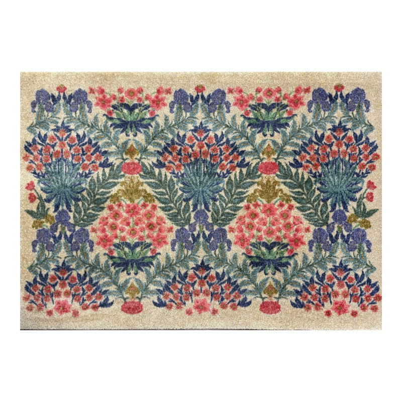Tapis de sol lavable Lush Garden Sunrise, Crème/bleu, L 24 po x L 36 po
