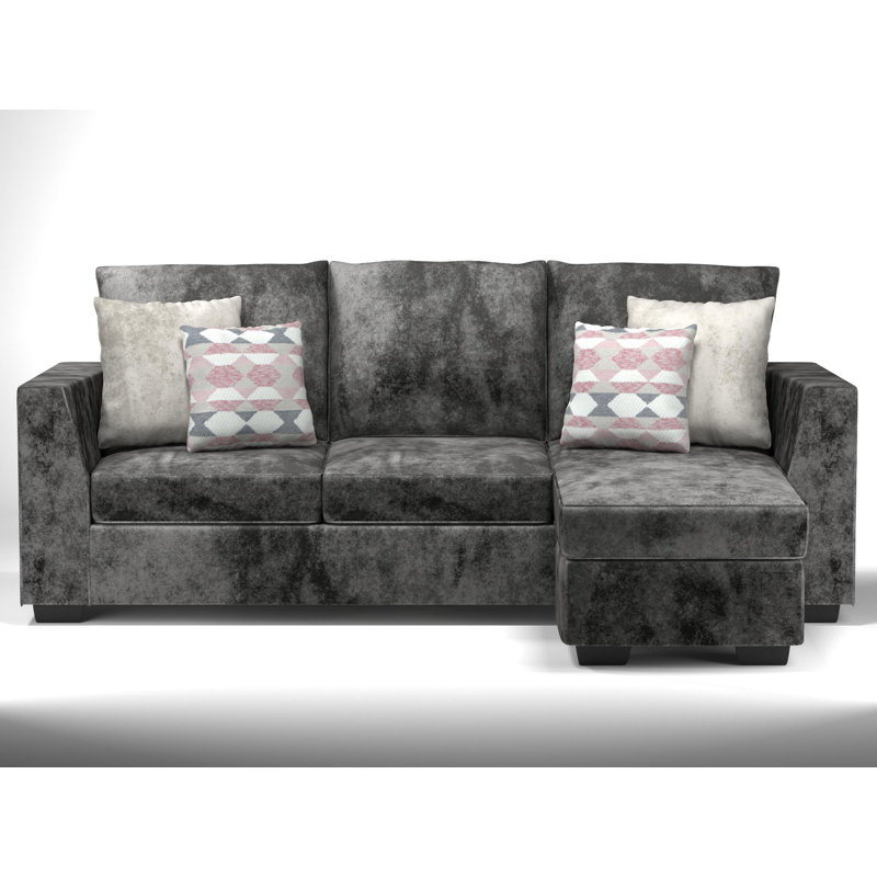 Ablie Upholstered L-Shaped Sectional Right Hand Facing, Gray Polyester Blend