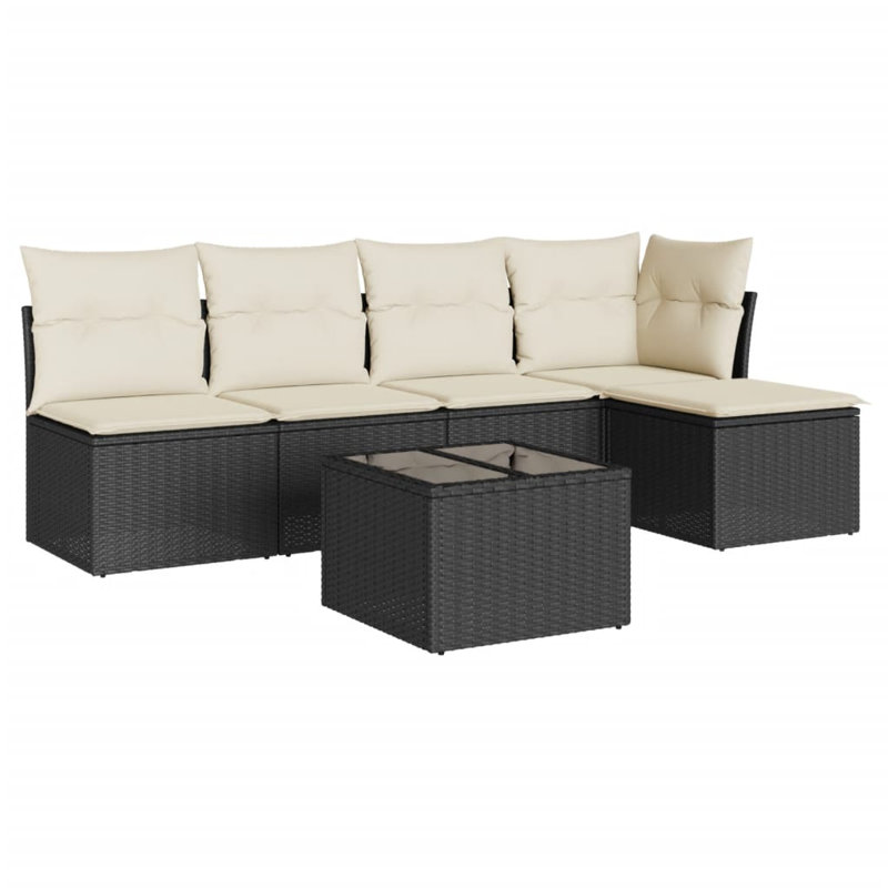 Grand canapé modulaire en rotin PE Vidaxl, Noir