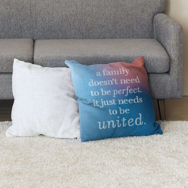 Coussin de sol Family Love, H 28 po x l 28 po, Bleu/rose
