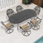 Ensemble de salle à manger toutes saisons en fonte d'aluminium avec chaises pivotantes et table ovale-305227012