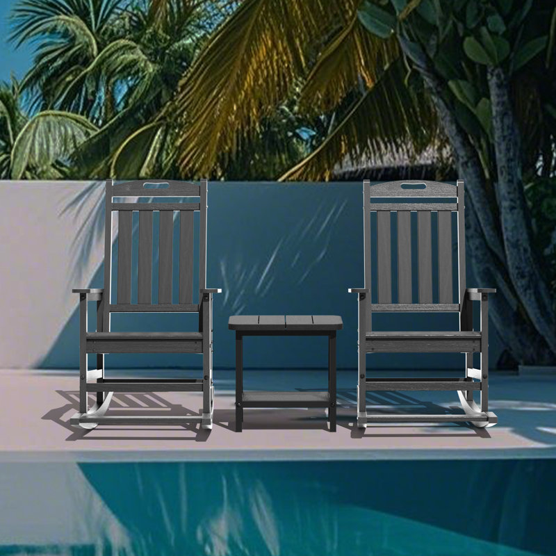 Ensemble de 2 chaises berçantes d'extérieur Hdpe, Gris