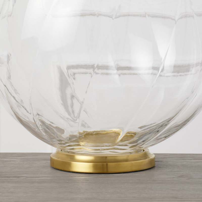 Talia Medium Cordless Table Lamp in Clear Glass with Linen Shade